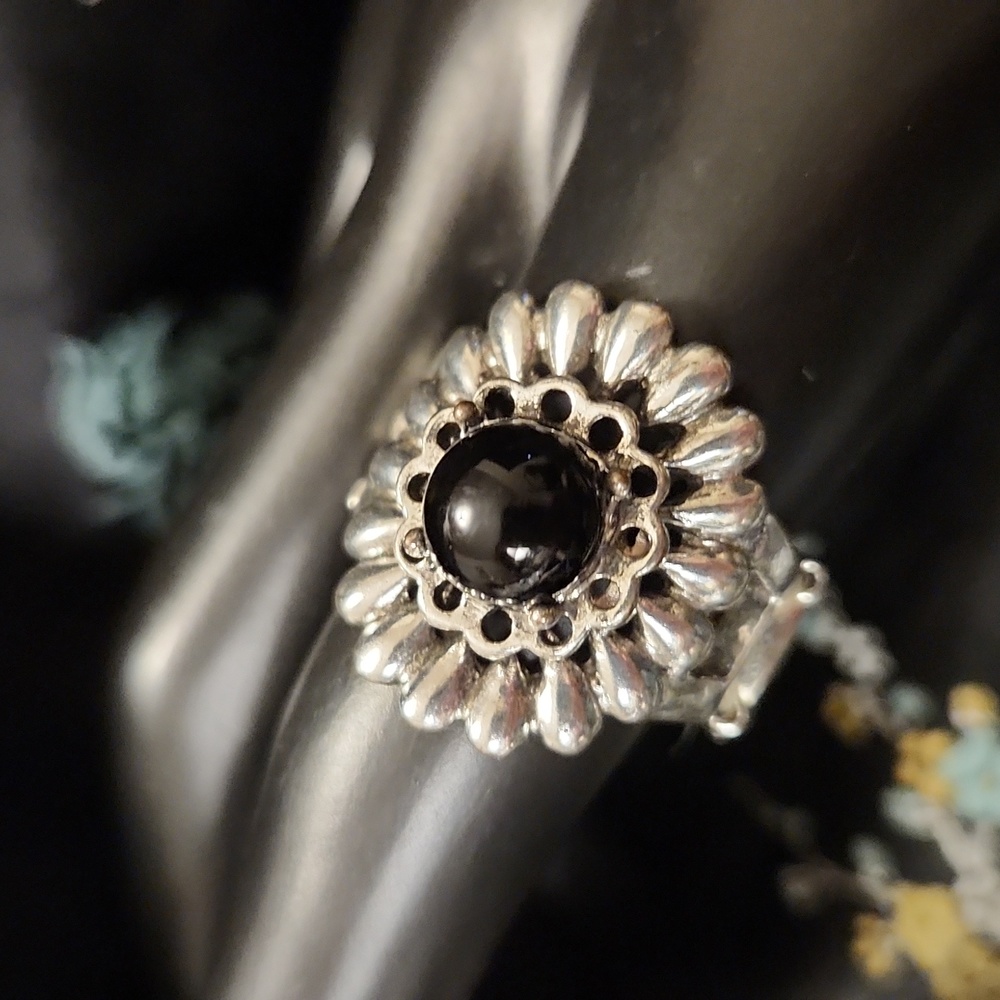 Paparazzi silver & black ring - 281